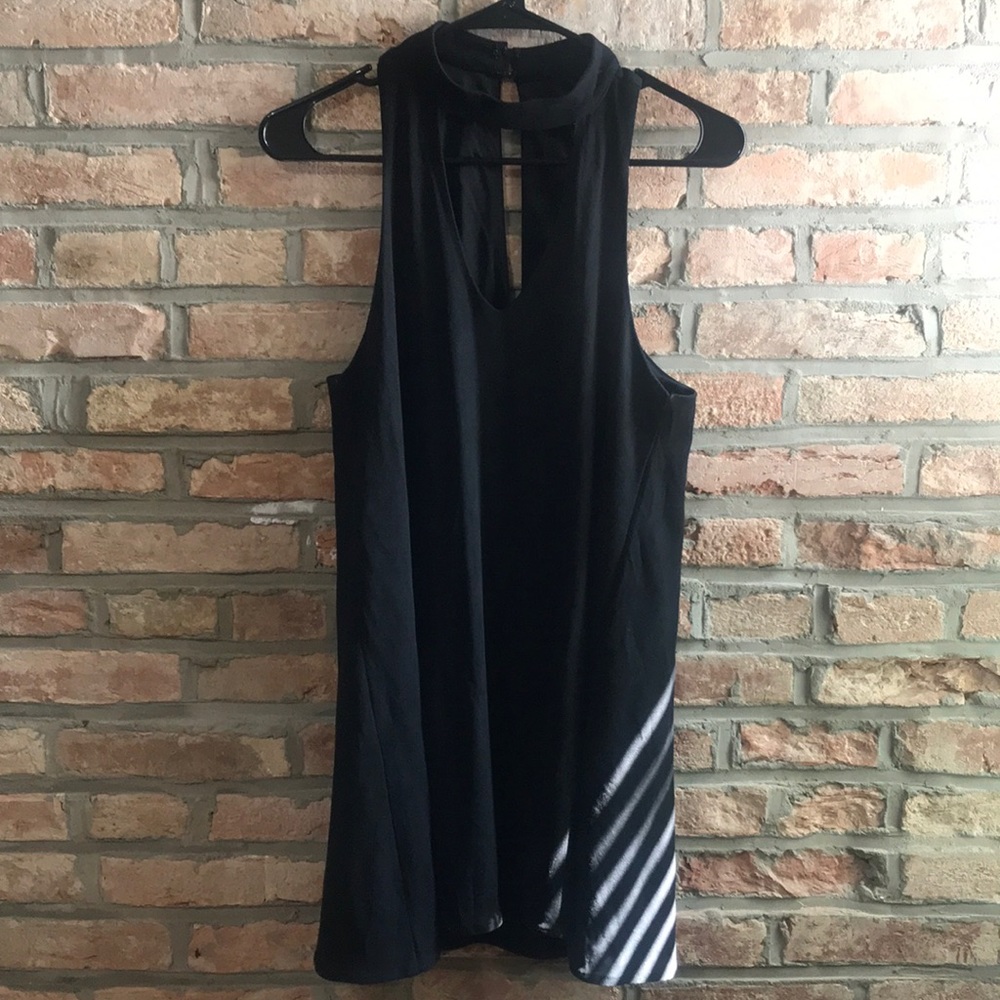 Suede Black keyhole neck Dress